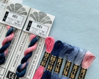 Bright Pink/Blue Embroidery Floss & Fabric Stitch Pack, Cotton Fabric, Embroidery Thread