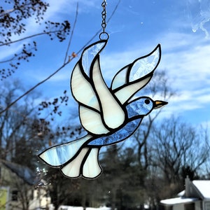 Snowy Phoenix Stained glass Suncatcher