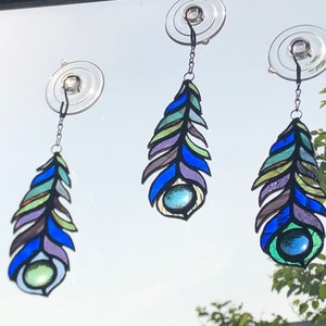 Peacock Feather Stained Glass Suncatcher Home Decor