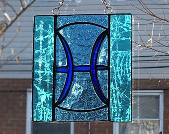 Pisces Zodiac Symbol Stained Glass Suncatcher