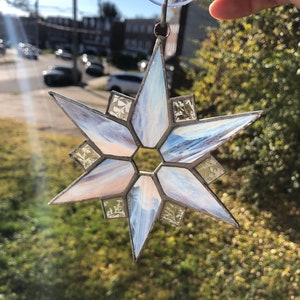 Purple Ice Snowflake Stained Glass Suncatcher/Ornament House Warming Decor