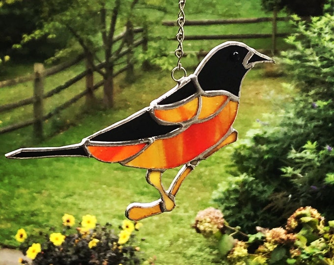 Baltimore Oriole Stained Glass Suncatcher Decor Etsy