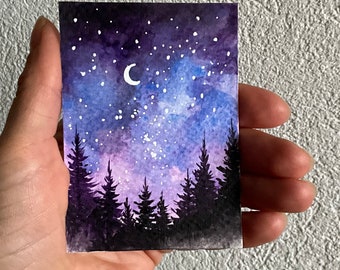 ACEO watercolour painting Nature painting Forest ACEO Wall decor Wall art Wall painting Miniature artwork Gift