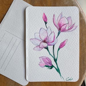 Original watercolour card Handmade postcard Flowers watercolour Greeting card Birthday card Postcard Gift for her Flowers artwork Gift