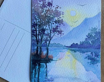 Aquarelles nature originales Cartes postales Cartes de voeux Cartes postales originales Aquarelles montagnes Cadeau pour lui Cadeau pour elle Cartes postales faites main