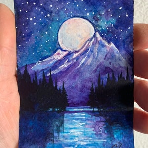 Pintura aquarela original ACEO Natureza pintura Floresta ACEO Decoração de parede Arte de parede Pintura de parede Arte em miniatura Presente