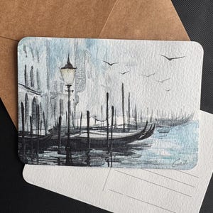 Venedig original Postkarte Aquarellkarten Italienkarten Handgemachte Postkarten Italien Aquarellmalerei Venedig Grafik Aquarellmalerei