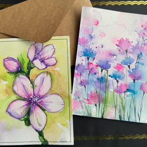 Original watercolour card Handmade postcard Flowers watercolour Greeting card Birthday card Postcard Gift for her Flowers artwork Gift