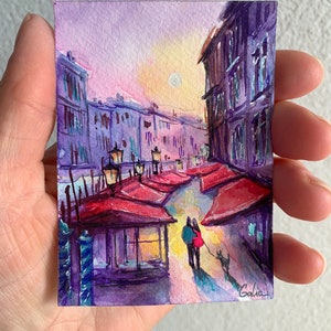Pintura em aquarela de Veneza ACEO Pintura de Veneza ACEO original Decoração de parede Arte de parede Pintura de parede Obra de arte em miniatura Presente para ela Presente para ele