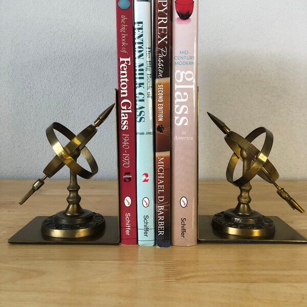 Vintage Brass Armillary Sphere Sundial Globe Bookends