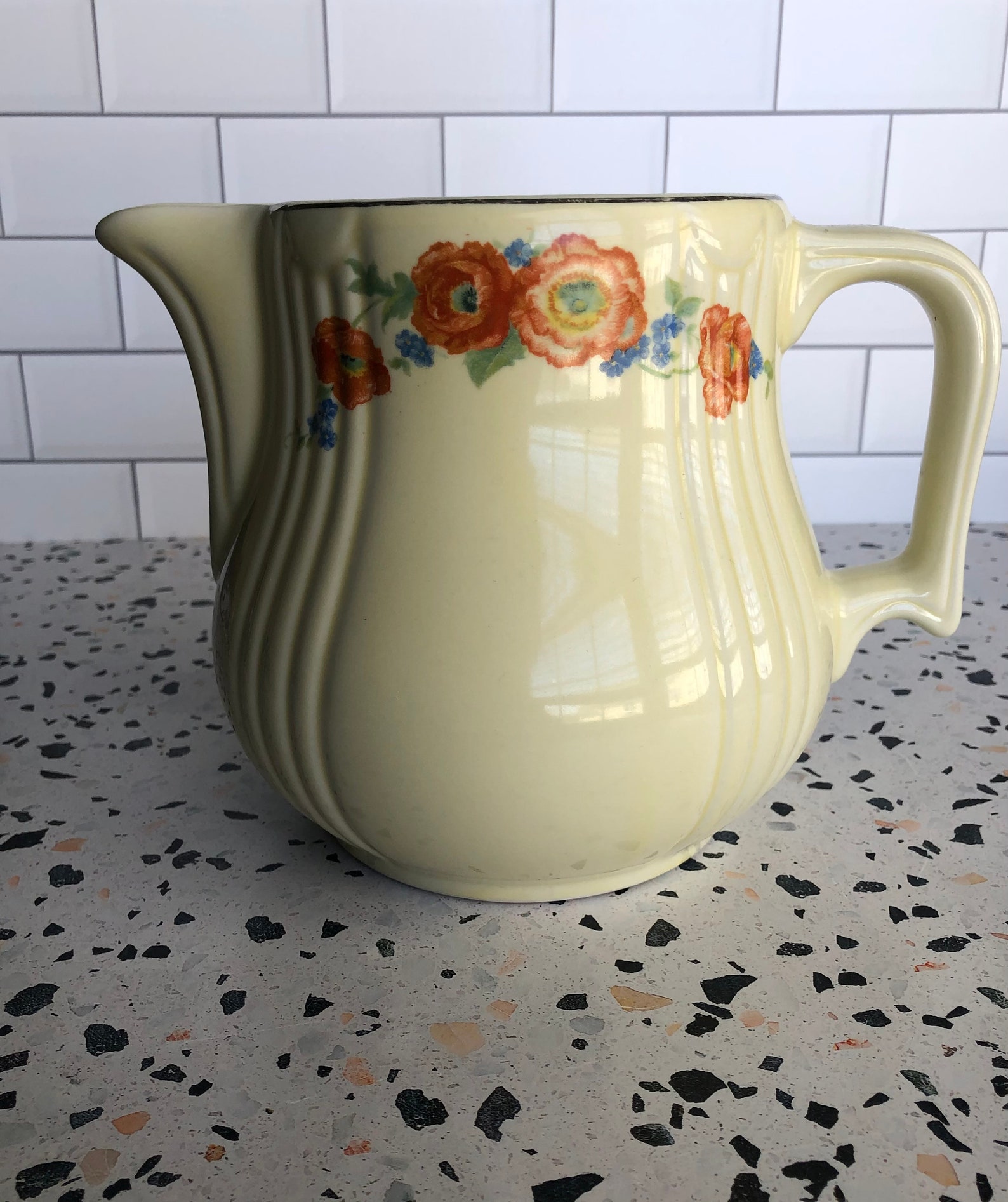 Vintage Hall's Superior Kitchenware Floral Pitcher Etsy