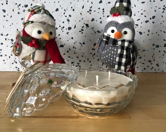 Toasted Marshmallow Scented Soy Candle in Vintage Indiana Glass Whitehall Candy Dish