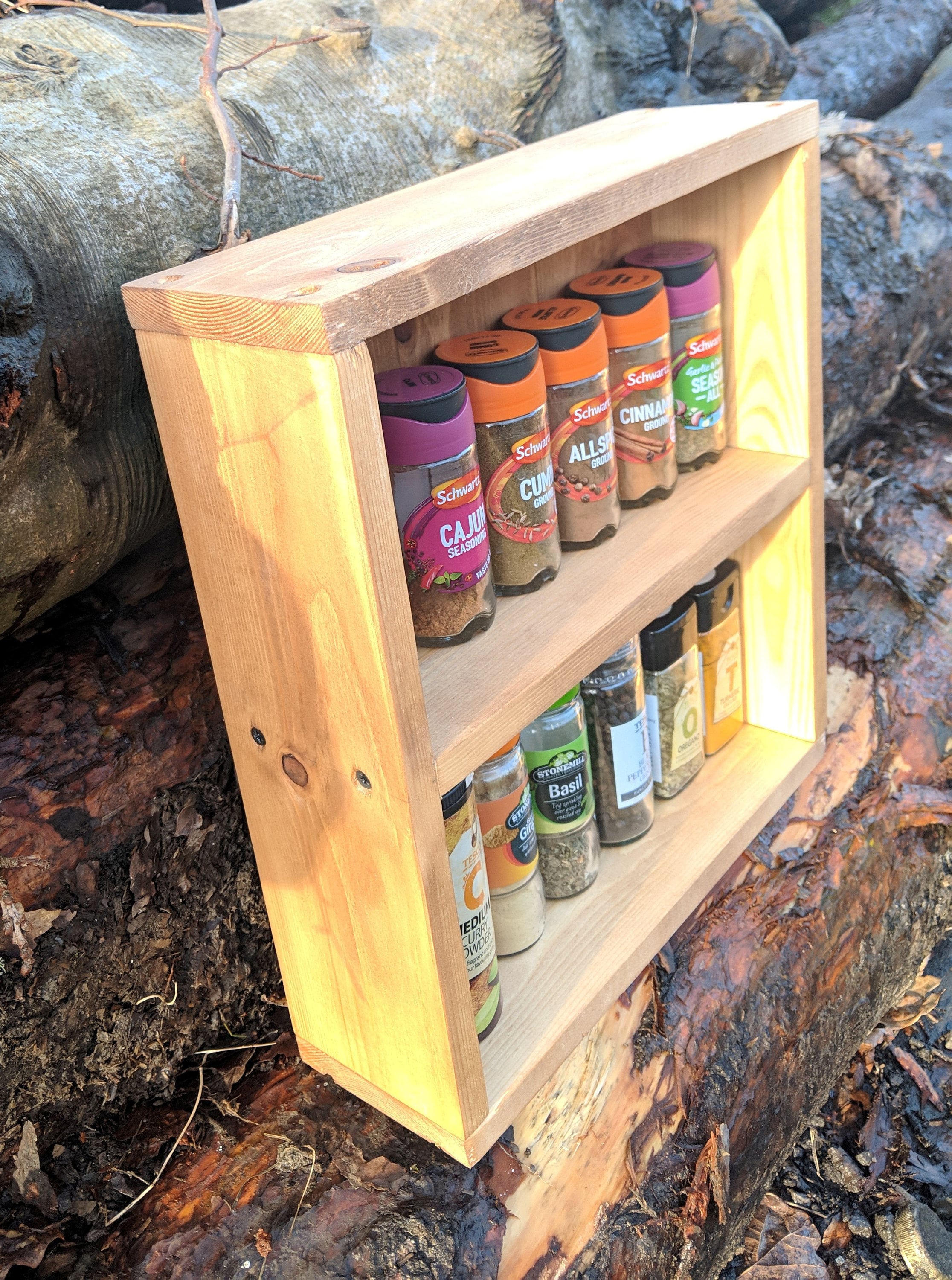 Handmade Wooden Spice Rack Rustic solid Wood Robust Etsy