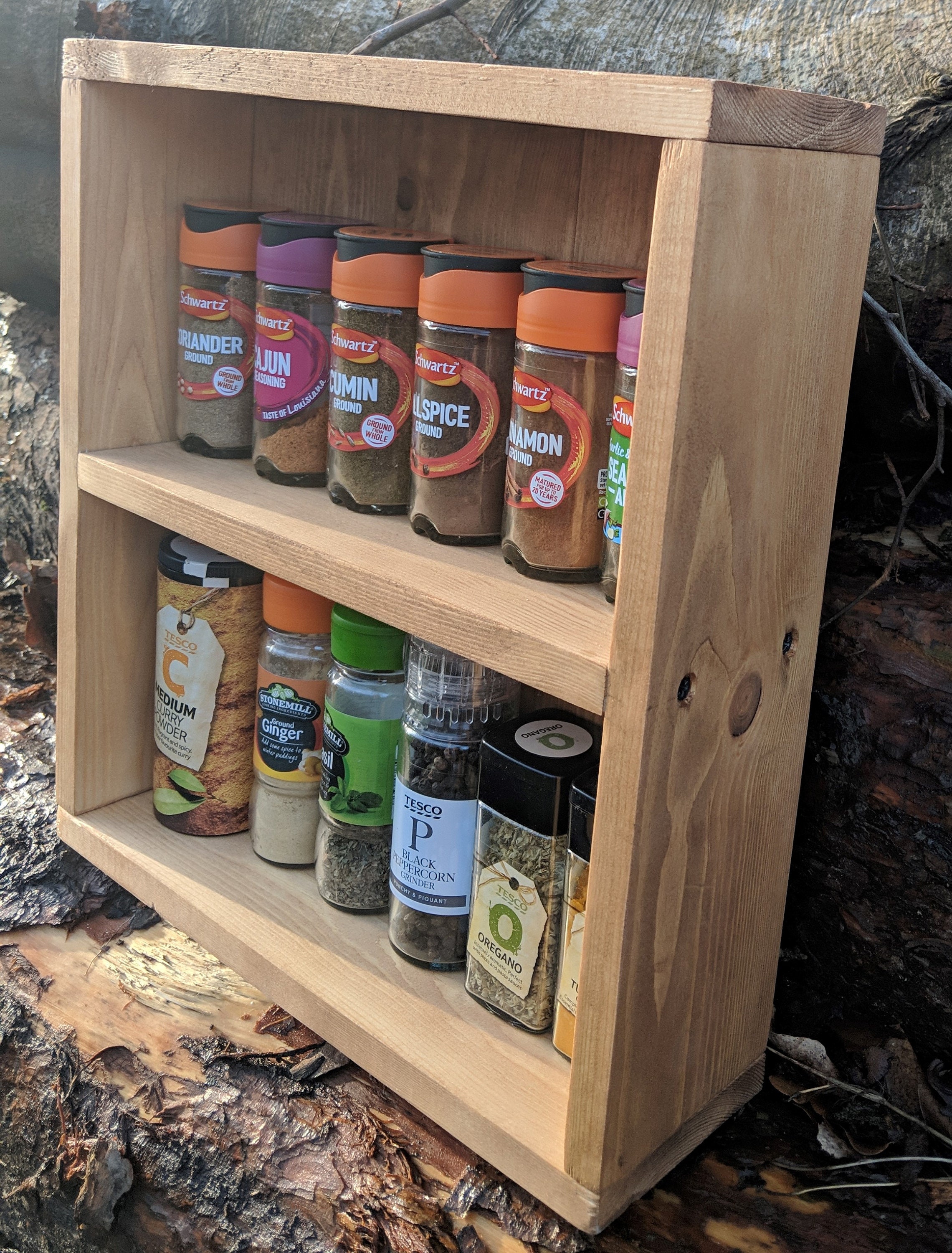 Handmade Wooden Spice Rack Rustic solid Wood Robust Etsy