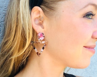 Multicolor resin Earrings, triangle earrings
