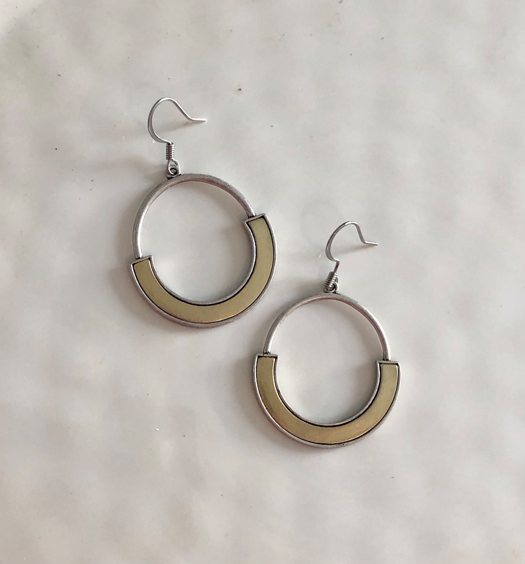 Gold and Silver Hoops Statement Earrings Unique Earrings Etsy
