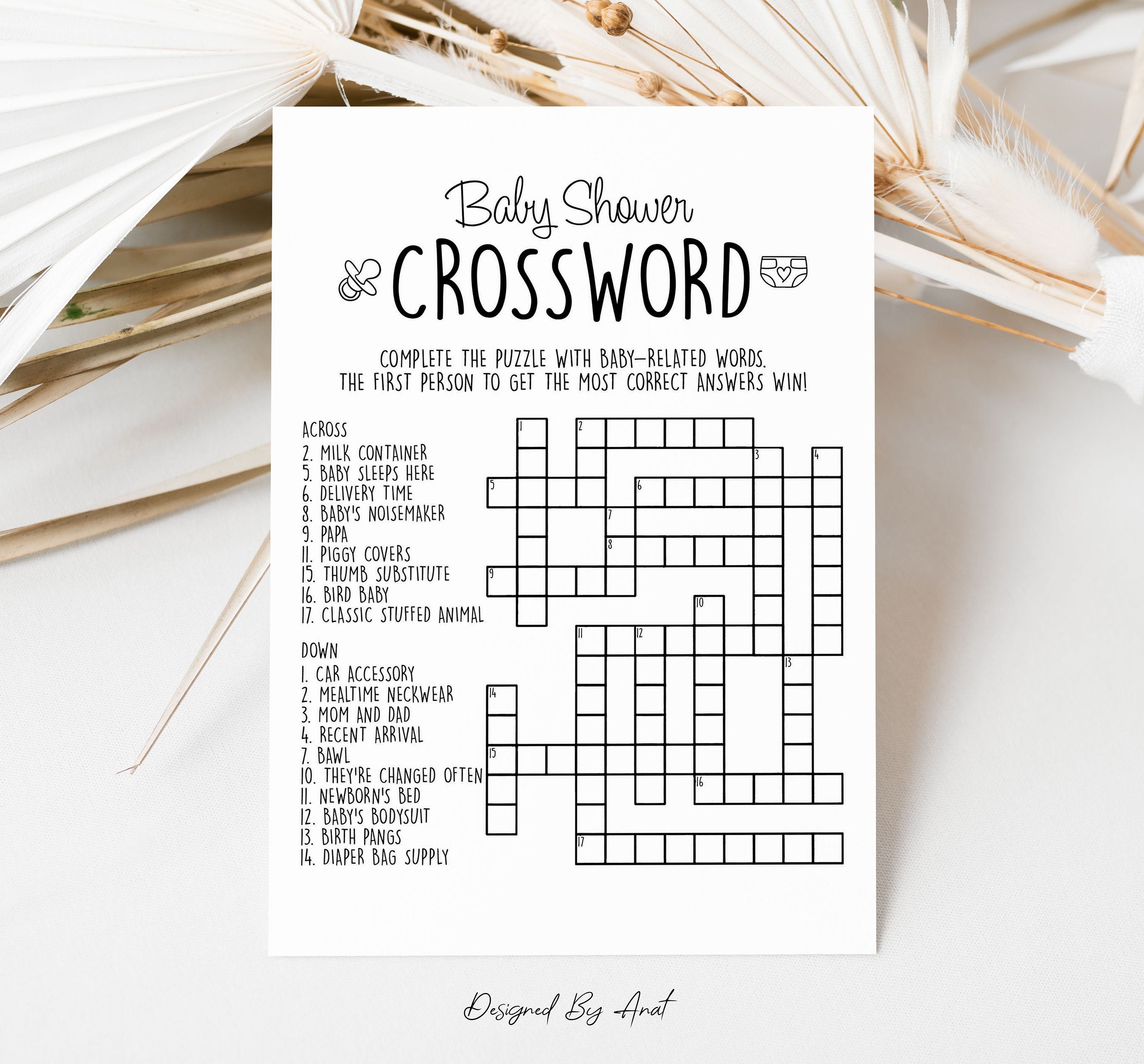 Baby Shower Crossword Puzzle Baby Shower Game Simple Black Etsy Baby Shower Crossword Puzzle Baby Shower Game Simple Black Etsy