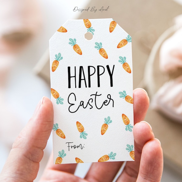 Happy Easter Bunny Bait Carrots Tag, Printable Happy Easter Favor Tags, Carrot Easter Gift Tag