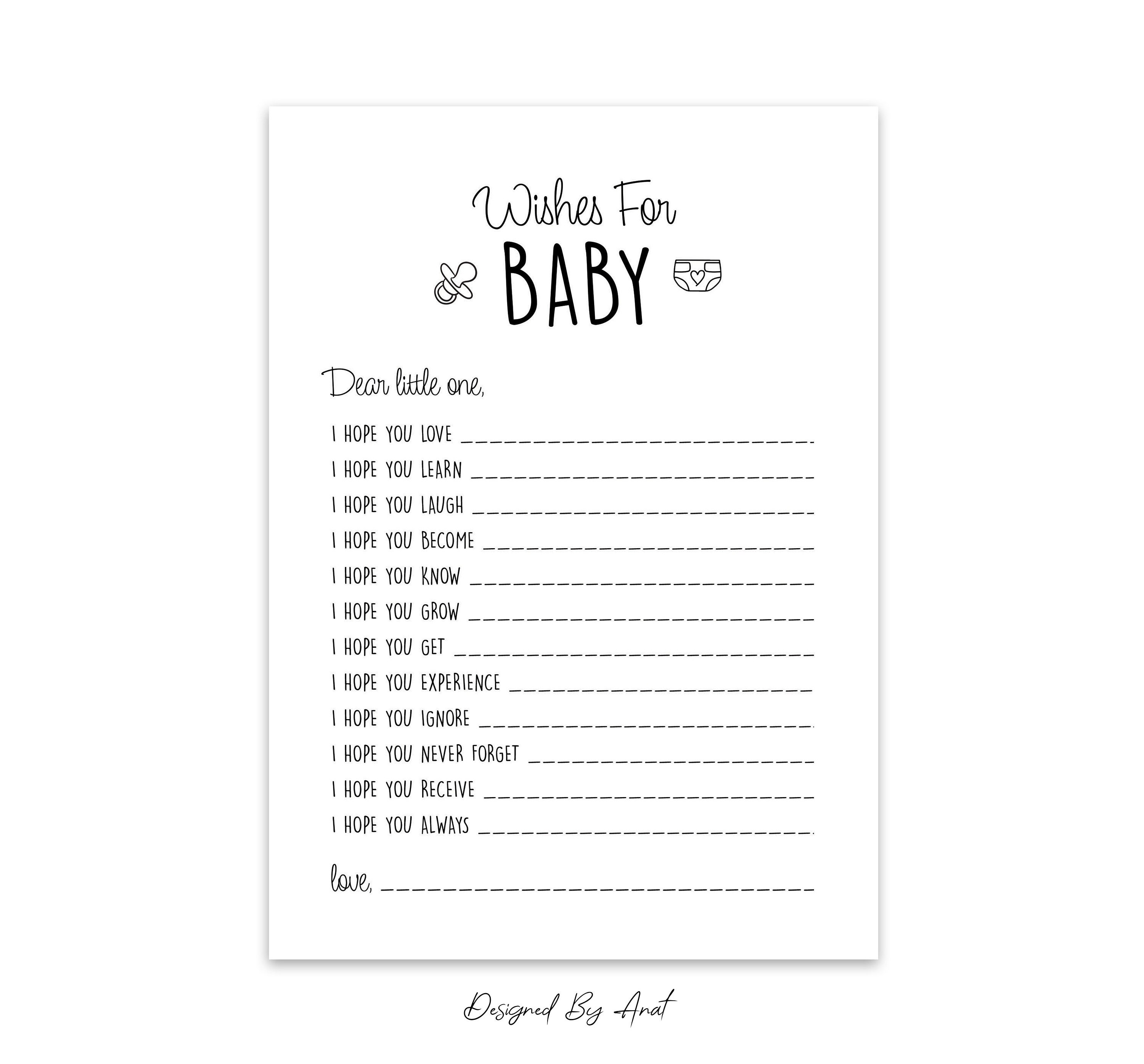Wishes for Baby Card Baby Keepsake Baby Shower Game Simple Etsy