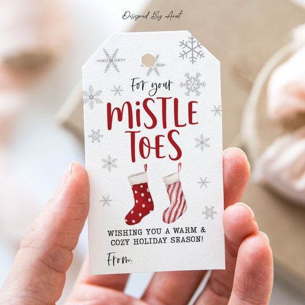For Your Mistle Toes Christmas Tag, Printable Christmas Stocking Favor Tags, Warm and Cozy Socks Merry Christmas Holiday Party Gift Tag