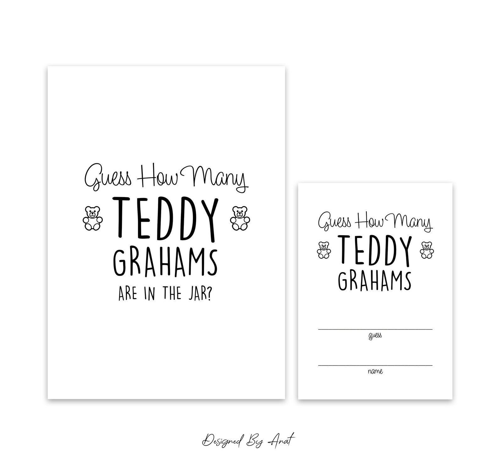 Guess How Many Teddy Grahams Are in the Jar Game Sign and - Etsy