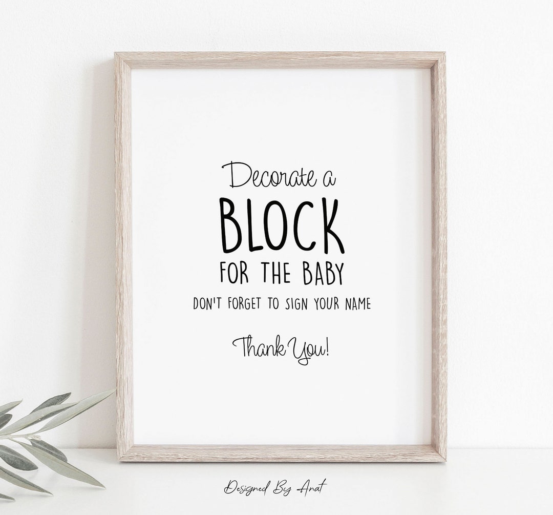 Decorate a Block Baby Shower Guest Book Alternative Blocks Sign, Simple ...