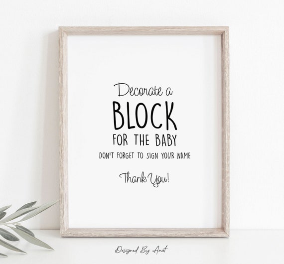 Decorate a Block Baby Shower Guest Book Alternative Blocks Sign