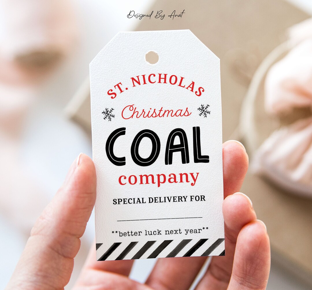 Coal Company Christmas Tag, Coal Cookies Tag, Printable Christmas Favor ...