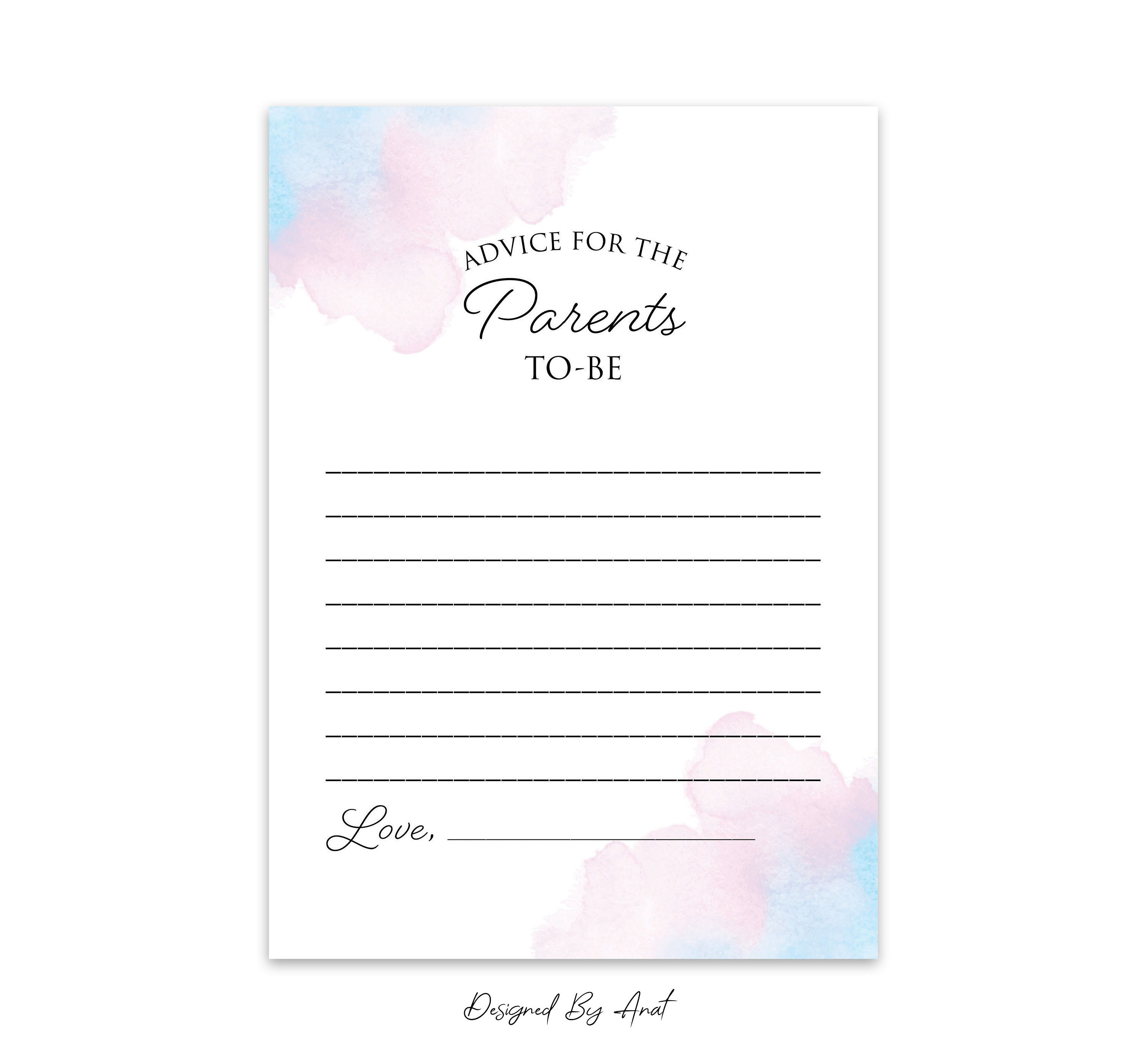 Advice for the Parents To Be Printable Card Boy or Girl What | Etsy