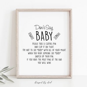 Black and White Baby Shower Sign Don't Say Baby