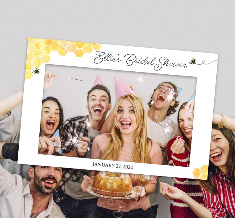 Bumble Bee Photo Booth Frame Printable Watercolor Honey Bees Baby Shower Bridal Shower Birthday Party Photo Booth Frame