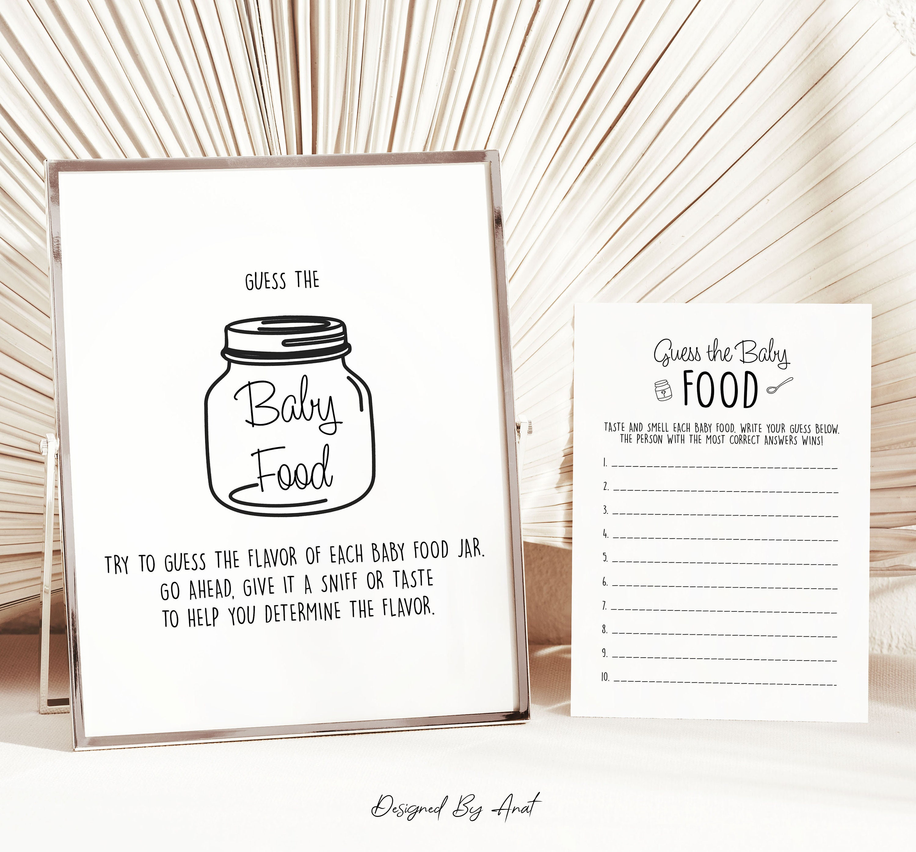 Guess the Baby Food Baby Shower Game Sign and Card Simple Etsy UK