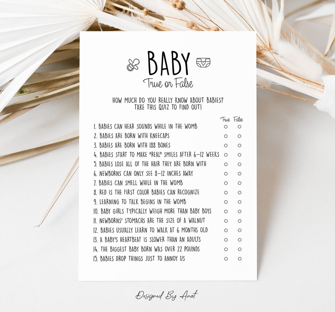 True or false baby shower quiz baby quiz Camo baby shower 