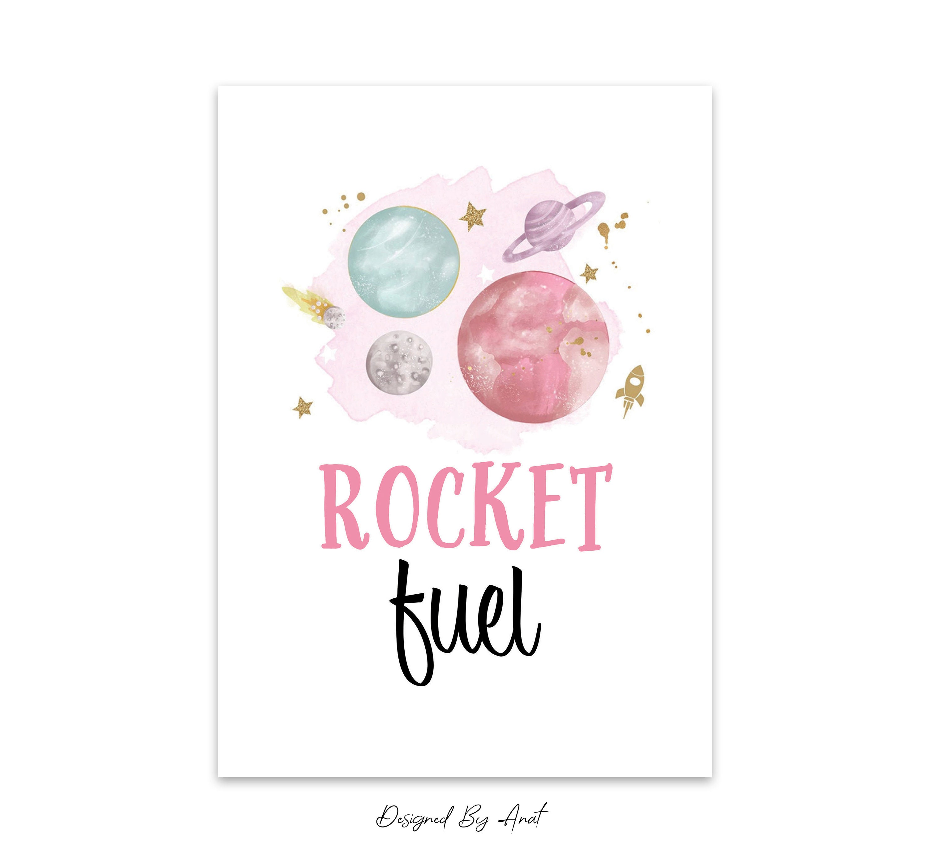 Outer Space Rocket Fuel Drinks Table Sign Party Decor Galaxy Etsy