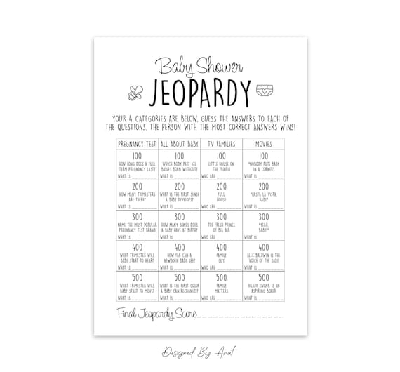Baby Shower Jeopardy Baby Shower Trivia Baby Shower Game Etsy