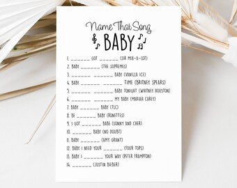 Name That Baby Song Baby Shower Game Simple Black White - Etsy