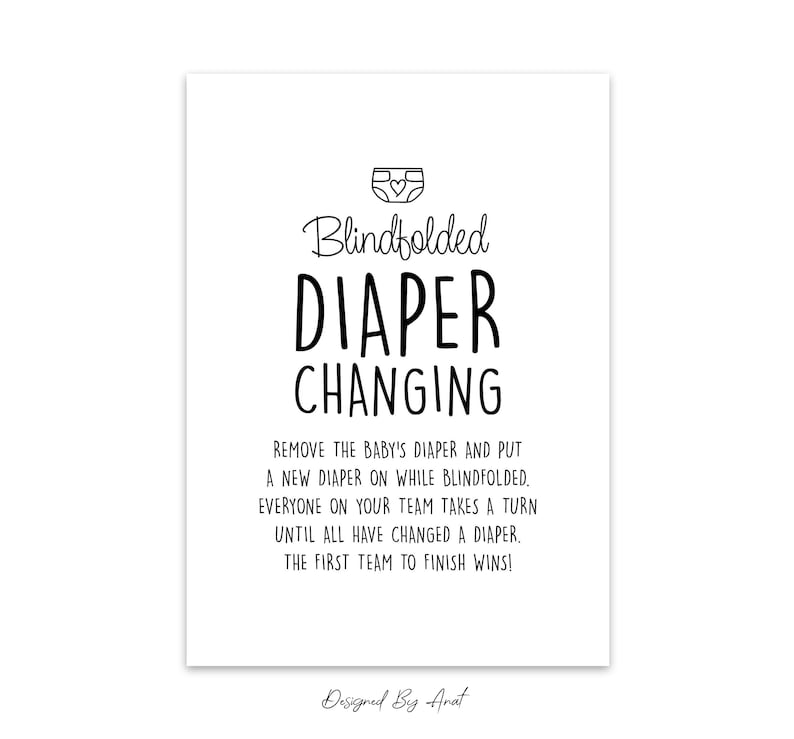 Blindfolded Diaper Changing Baby Shower Game Table Sign Etsy