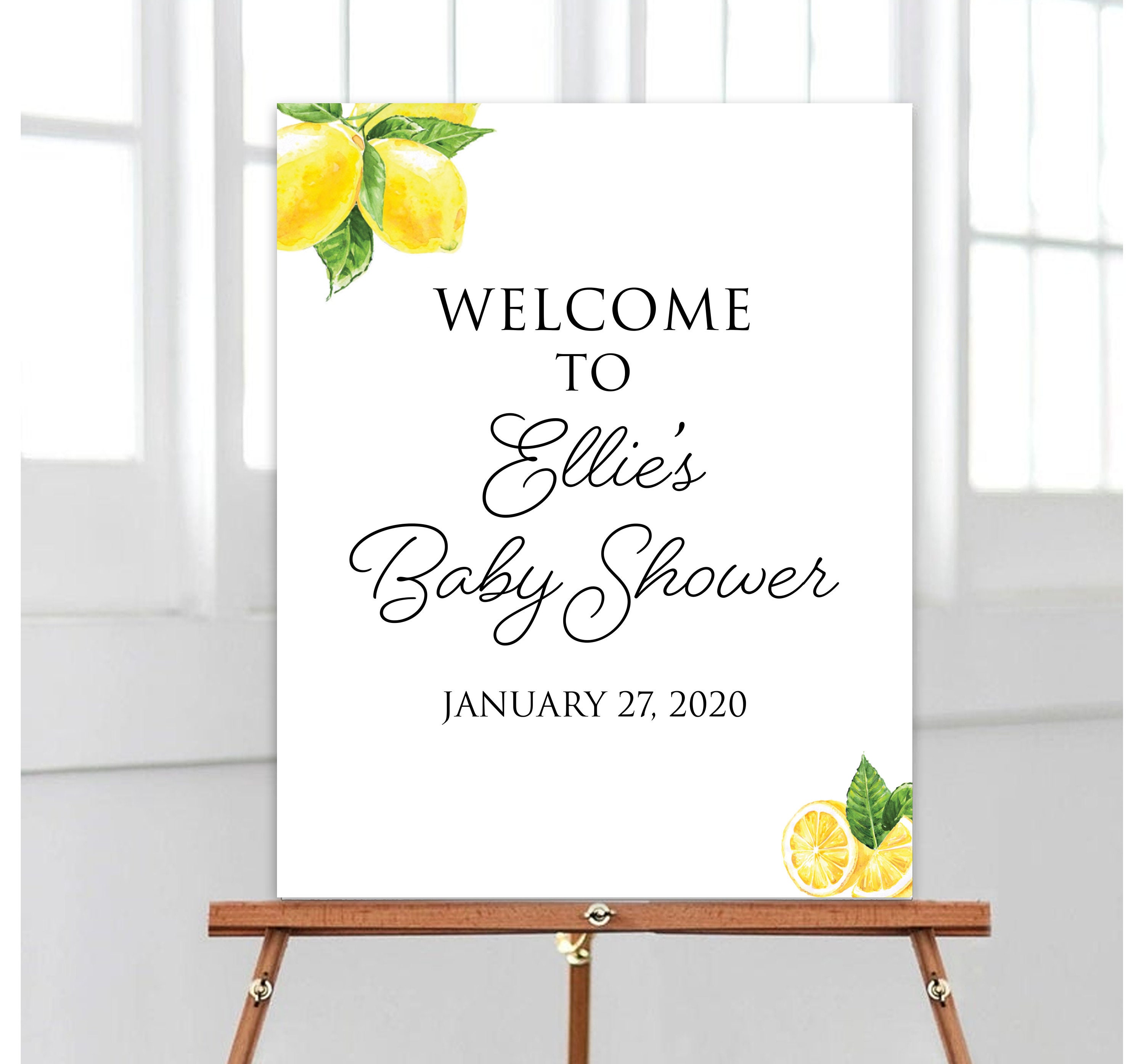 Lemon Baby Shower Sign Party Decor Watercolor Lemons Etsy