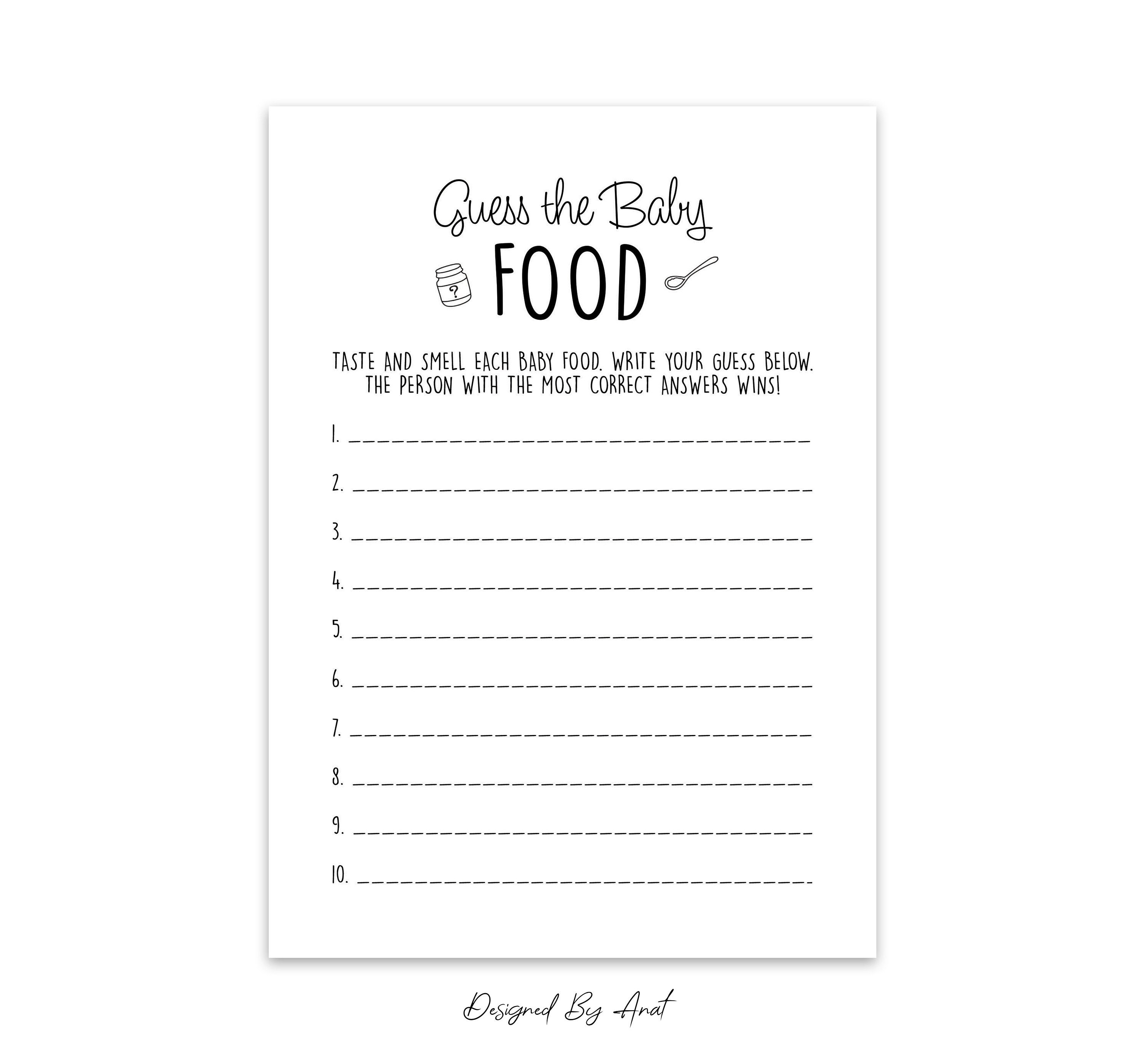 Guess The Baby Food Printable Ubicaciondepersonas cdmx gob mx
