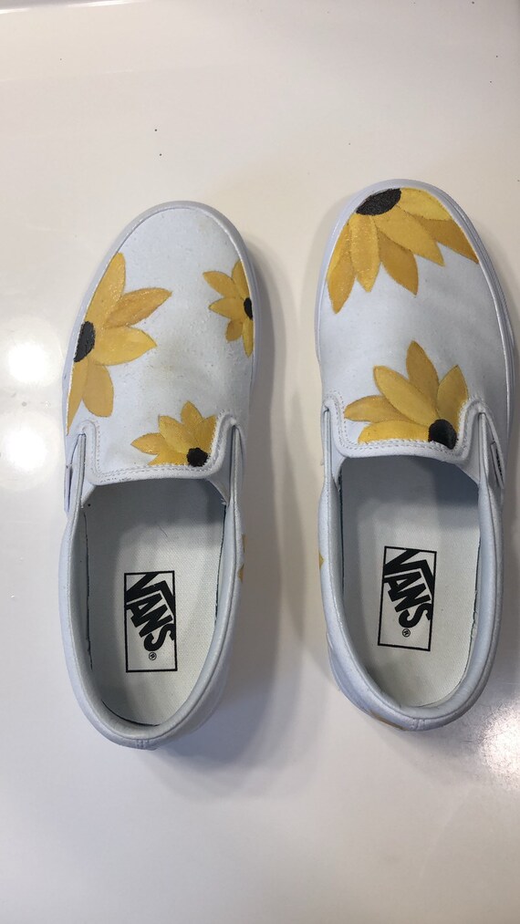 Sunflower Slide On Vans | Etsy