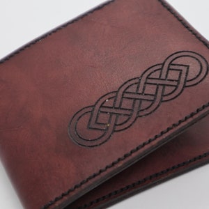 Cartera de cuero personalizada con nudo celta para hombre, regalo personalizado para él/hombre/marido/novio/papá/aniversario/graduación/cumpleaños/hijo