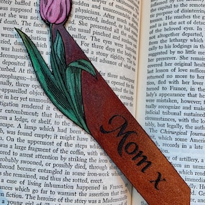 Customizable Tulip Leather Personalised Bookmark image 6