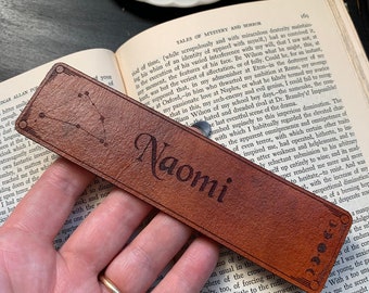 Capricorn Personalized Leather Bookmark