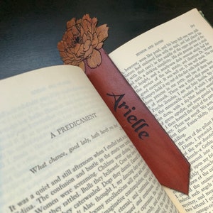 Peony Personalised Leather Bookmark image 2