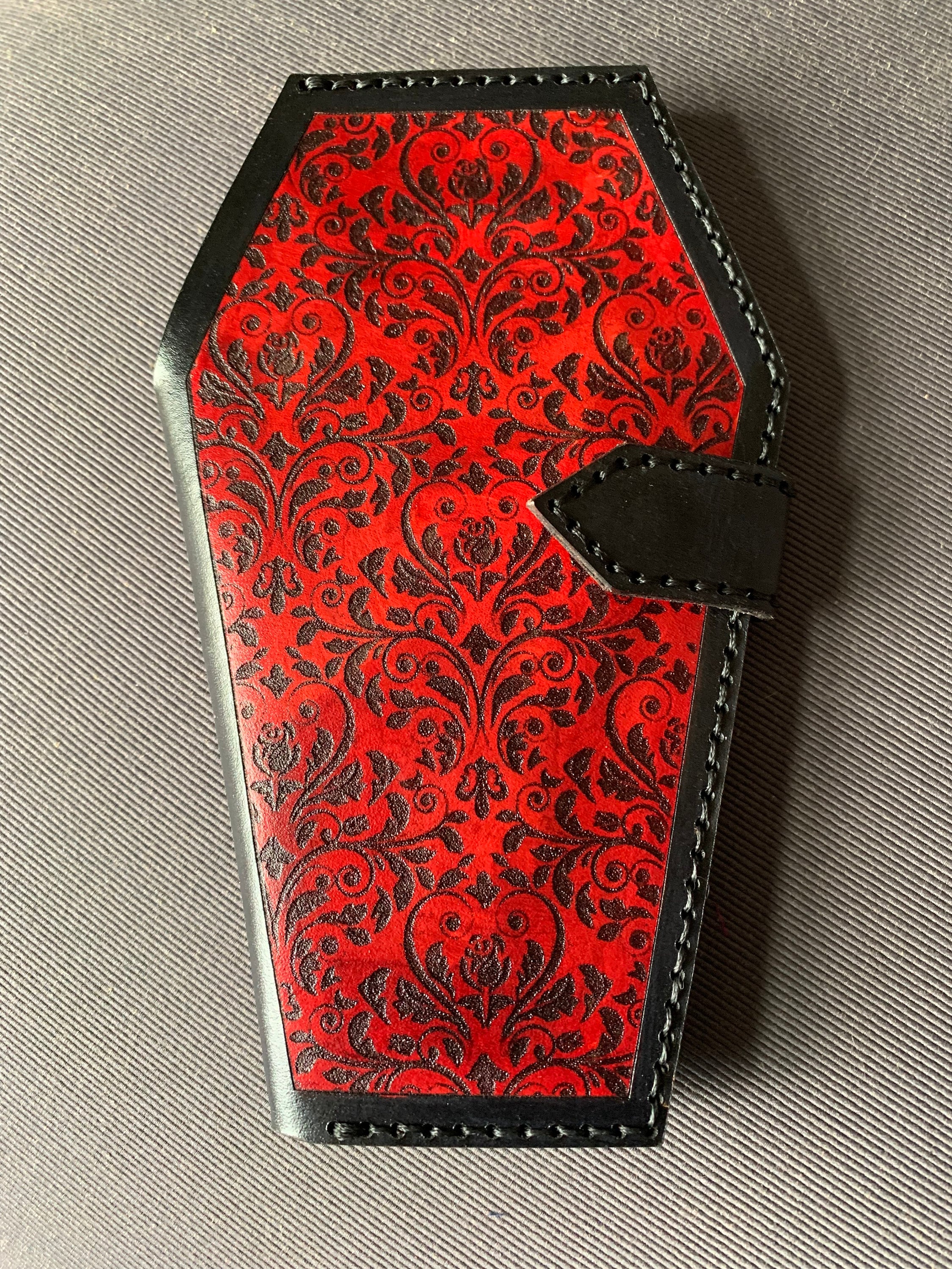 Coffin Leather Wallet, Damask Pattern - Etsy