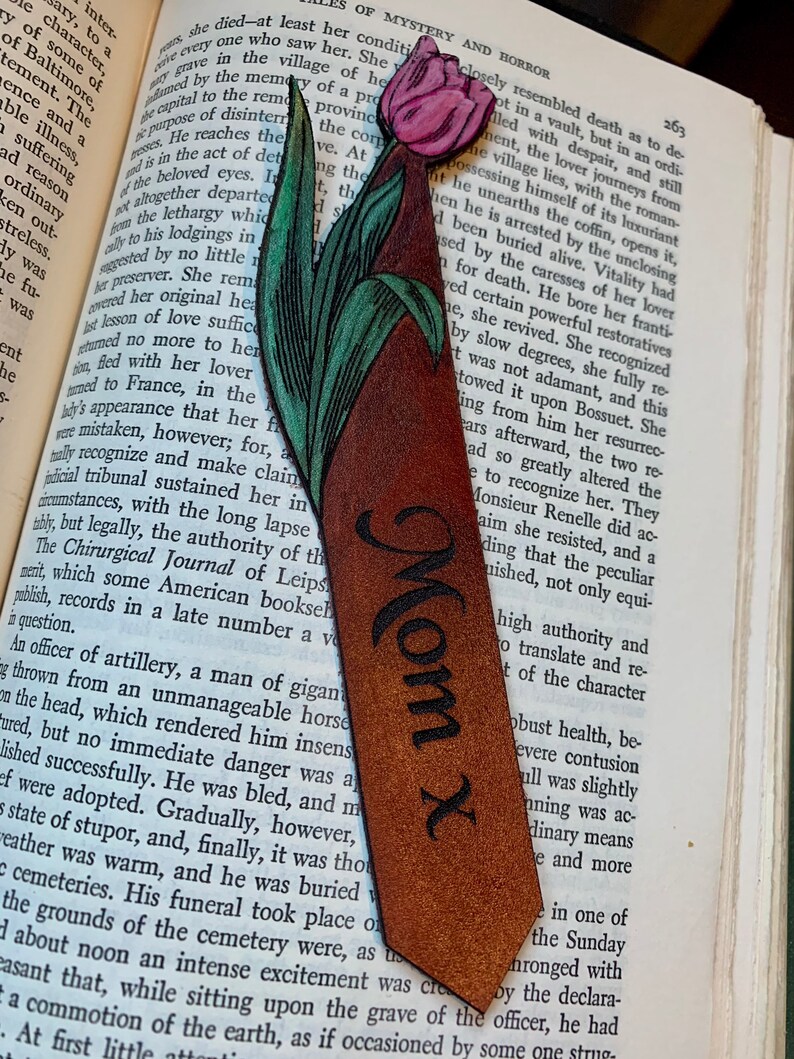 Customizable Tulip Leather Personalised Bookmark image 5