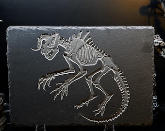Fossilized Deathclaw Fallout Creature Large Slate Stone Display