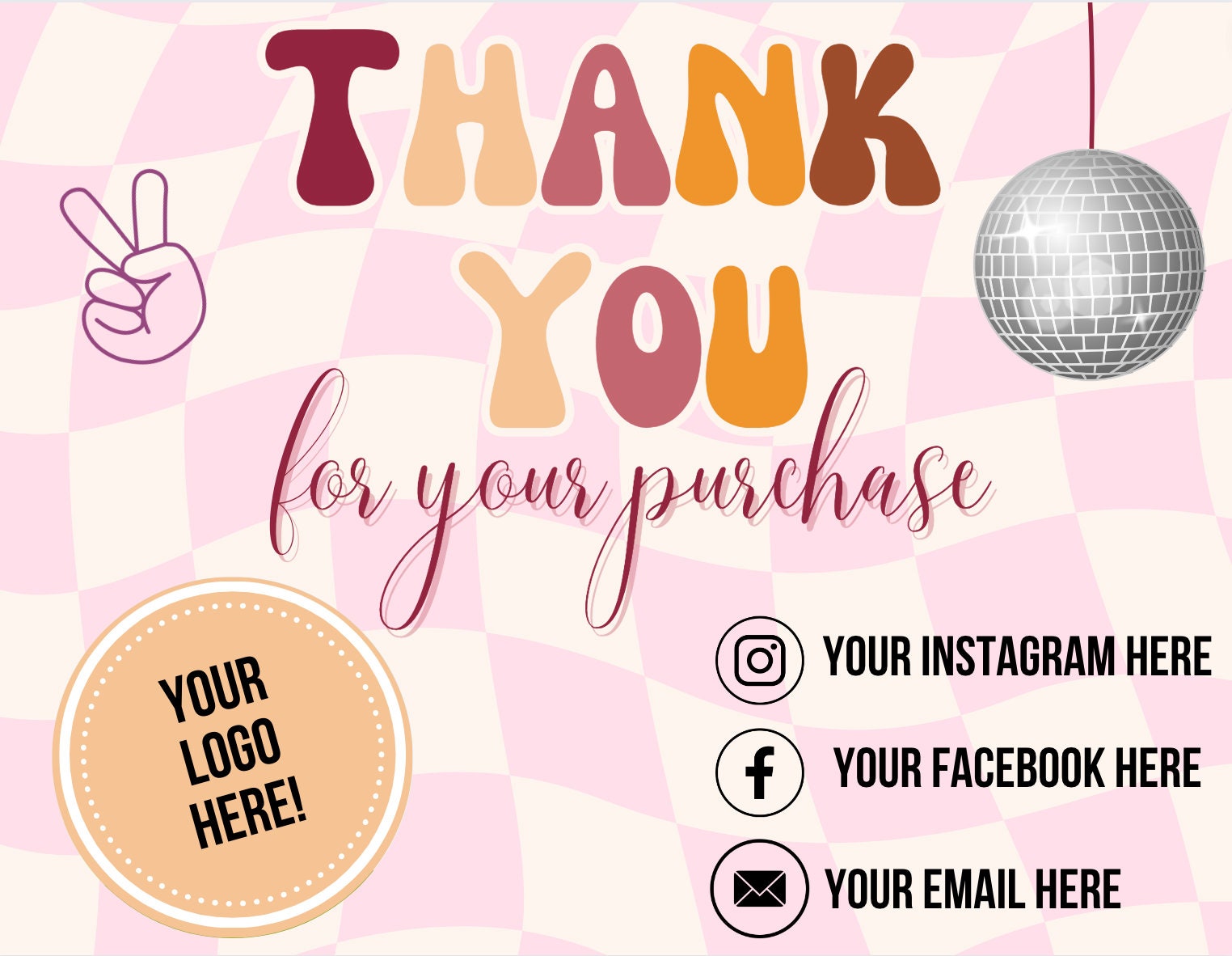 Groovy Business Thank You Canva Template - Etsy