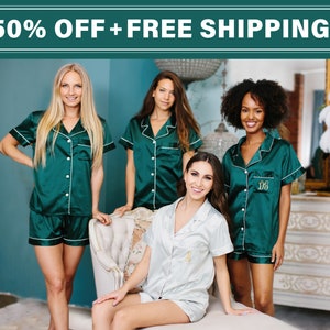 Bridesmaid pajama set green, Sage Pajama Set, Emerald Pajama Set, Bridal Party Set, Bridesmaid pajama set, Wedding Pajama Set