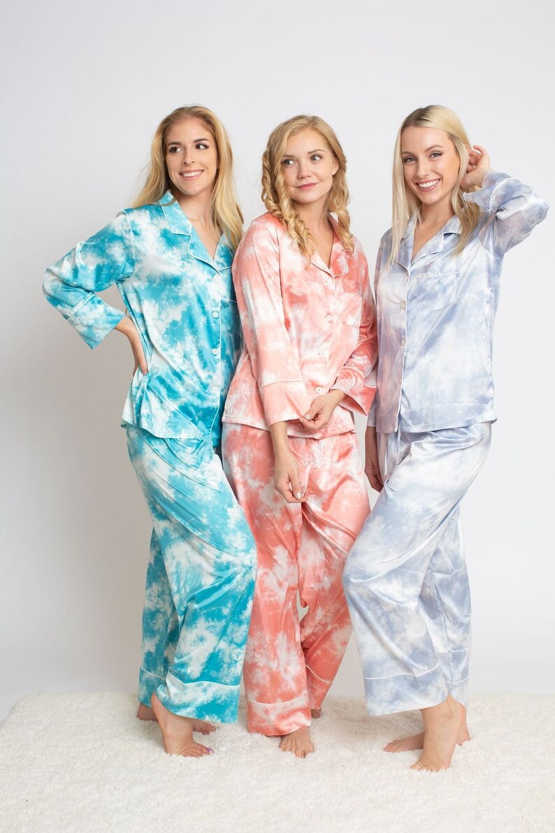 Personalized Pajamas Set Bridesmaid Pajamas Navy Satub OH | Etsy